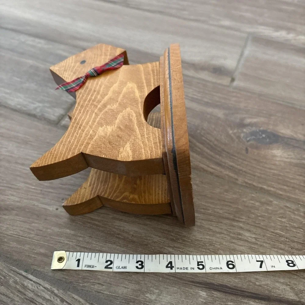 Vtg Folk Art Scottish Terrier Scottie Dog Wood Napkin Holder Desk Organizer 1988